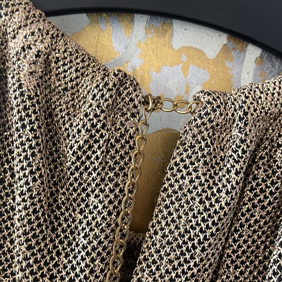 S.L. Fashions Size 12 Gold Chain Neck Blouson Fringe Dress EXCELLENT CONDITION - Picture 8 of 11